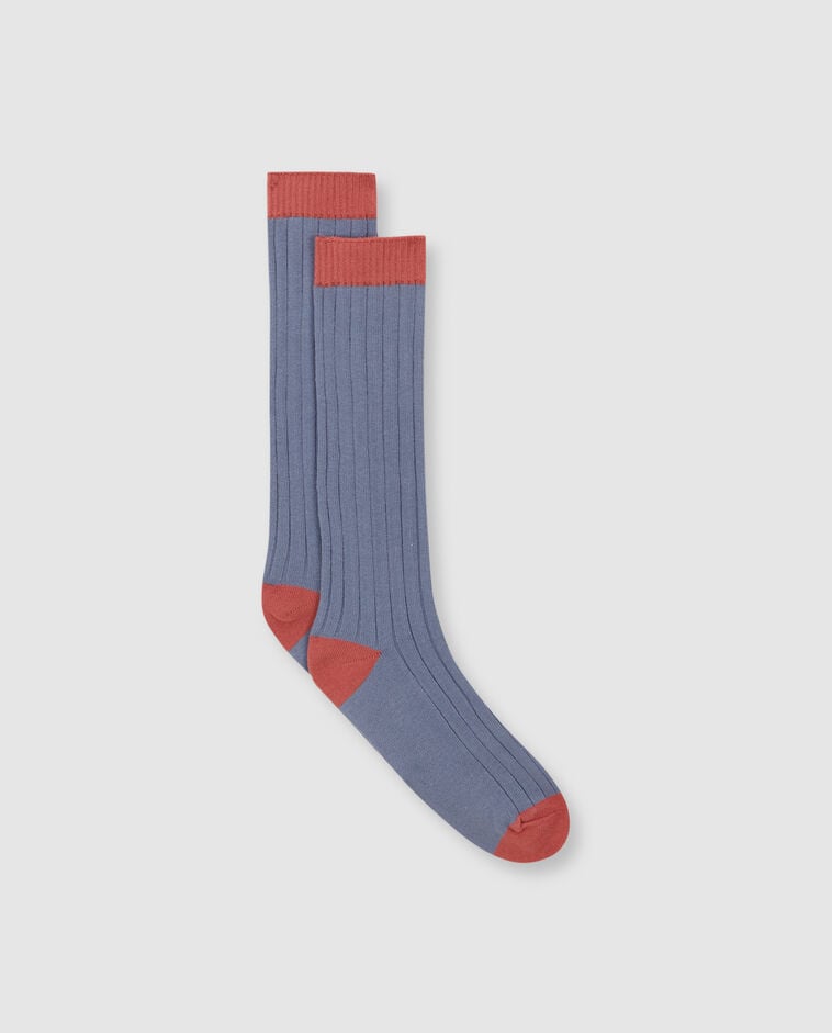 Basic, ribbed socks with contrasting pink details