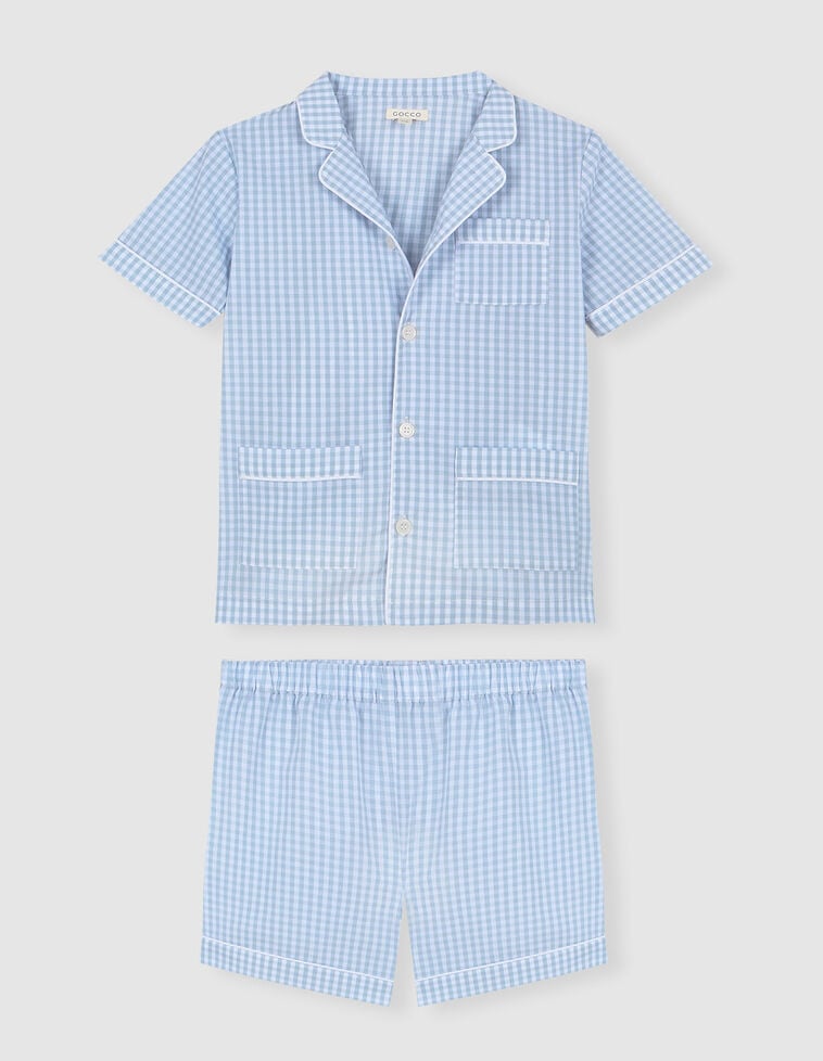Pijama de xadrez vichy na cor azul