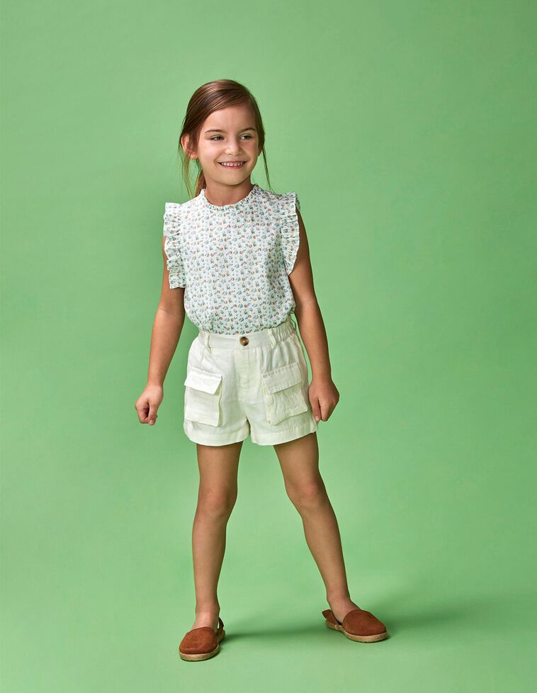 Blusa con stampa floreale e scollo rotondo