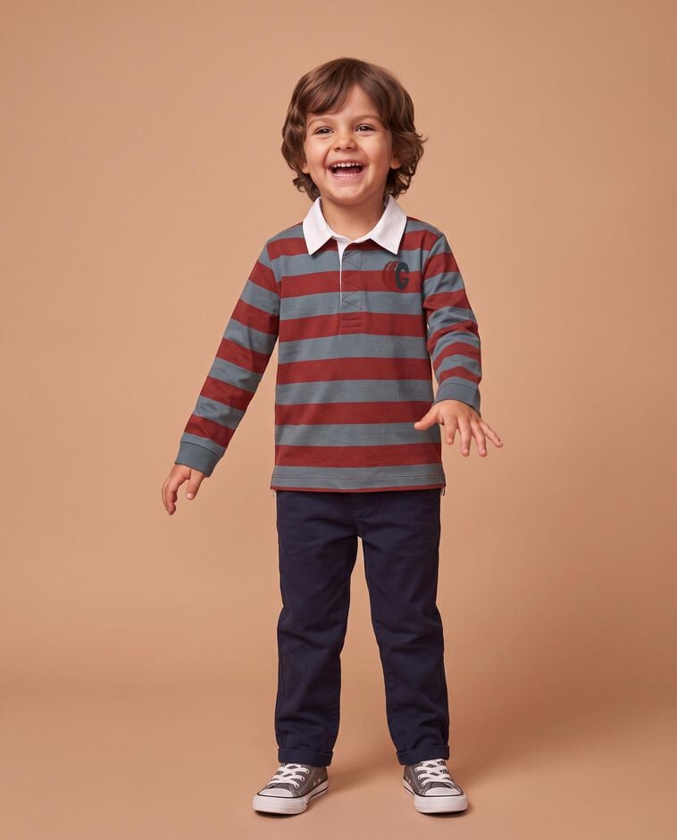 Polo verde a righe bambino