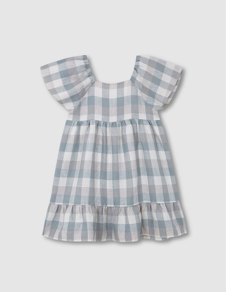 Vestido com padrão de xadrez vichy  azul