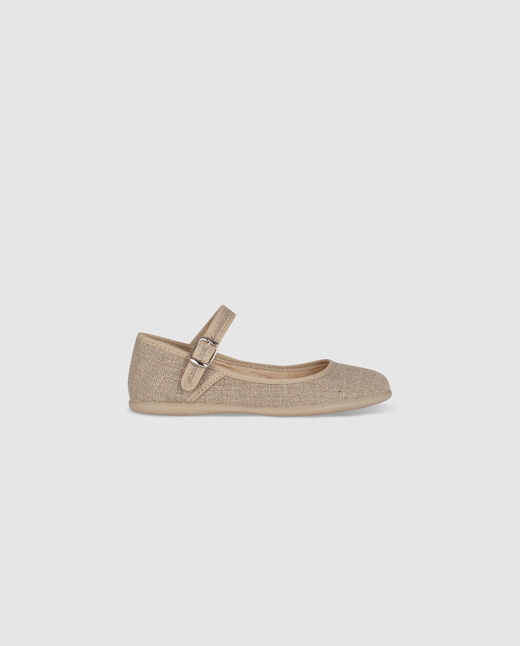 Chaussures Mary Jane en lin couleur pierre pour fille