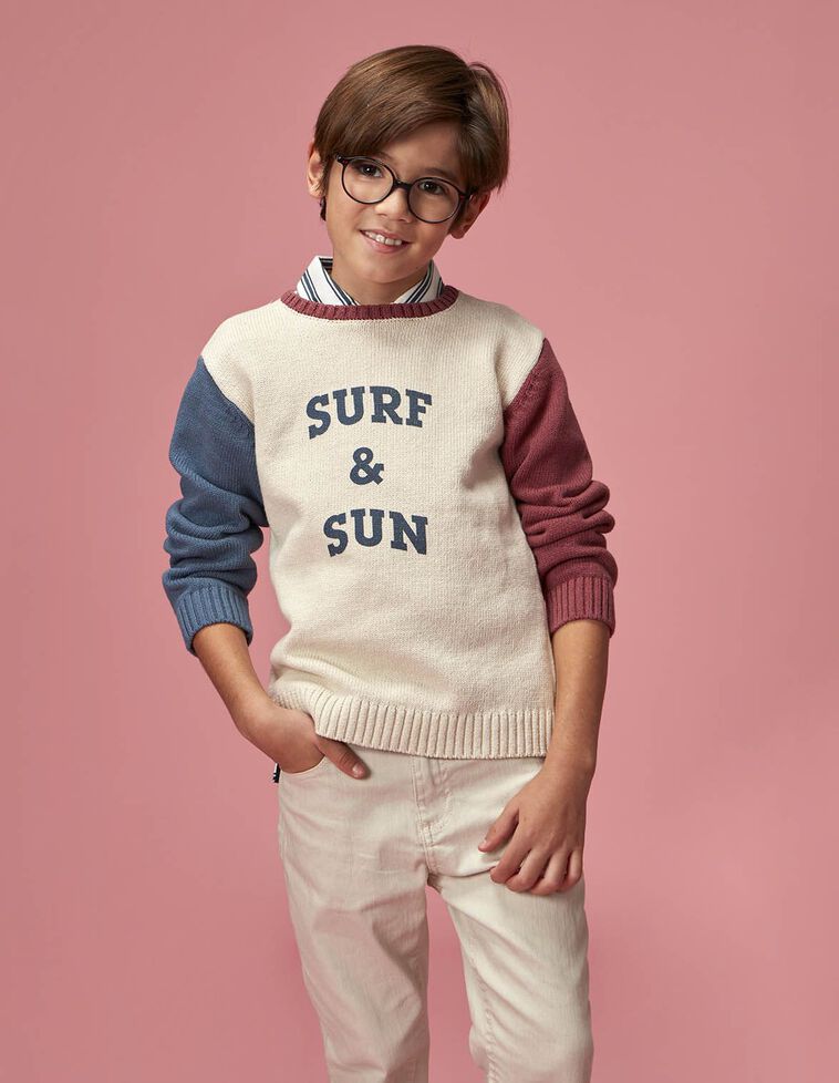 Pull avec intarsia pierre