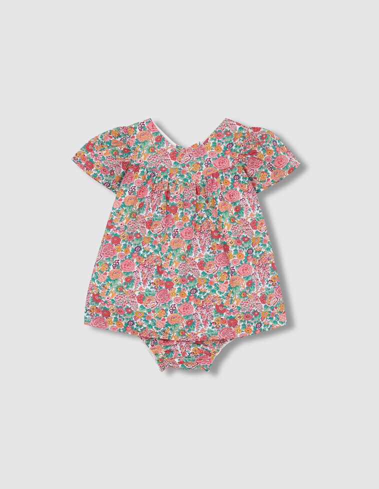 Vestito color rosa con stampa floreale Liberty 