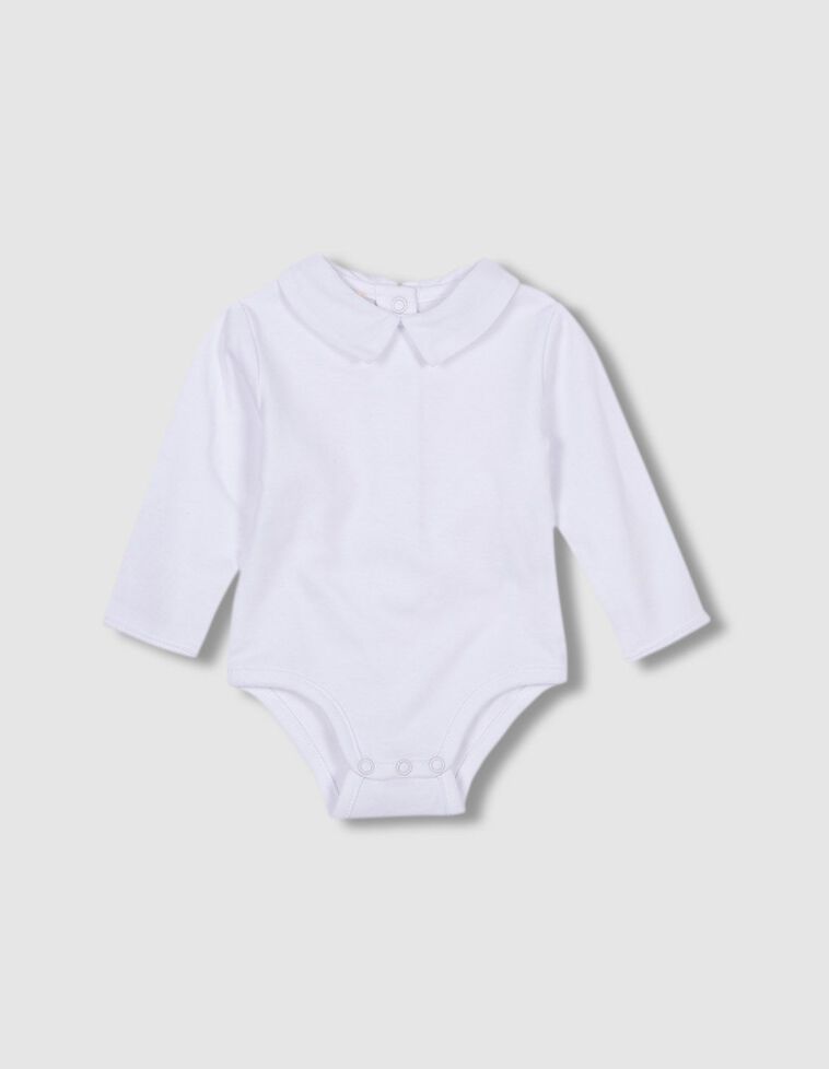Body color bianco a maniche lunghe in popeline color bianco 