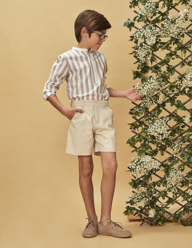 Short en lin marron