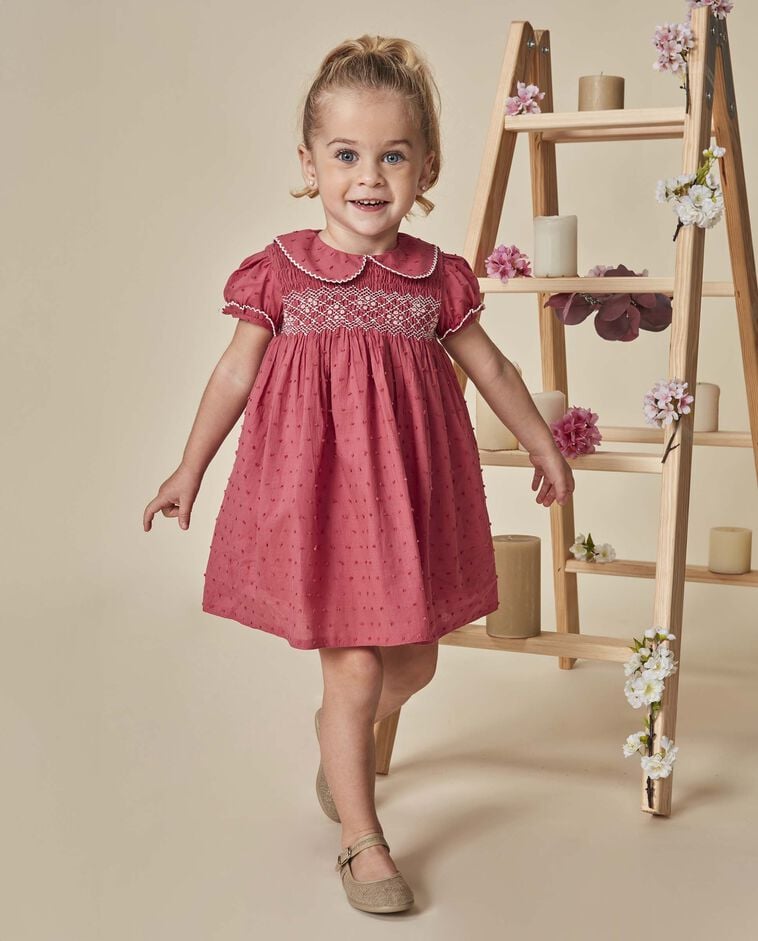 Robe &agrave; smocks corail