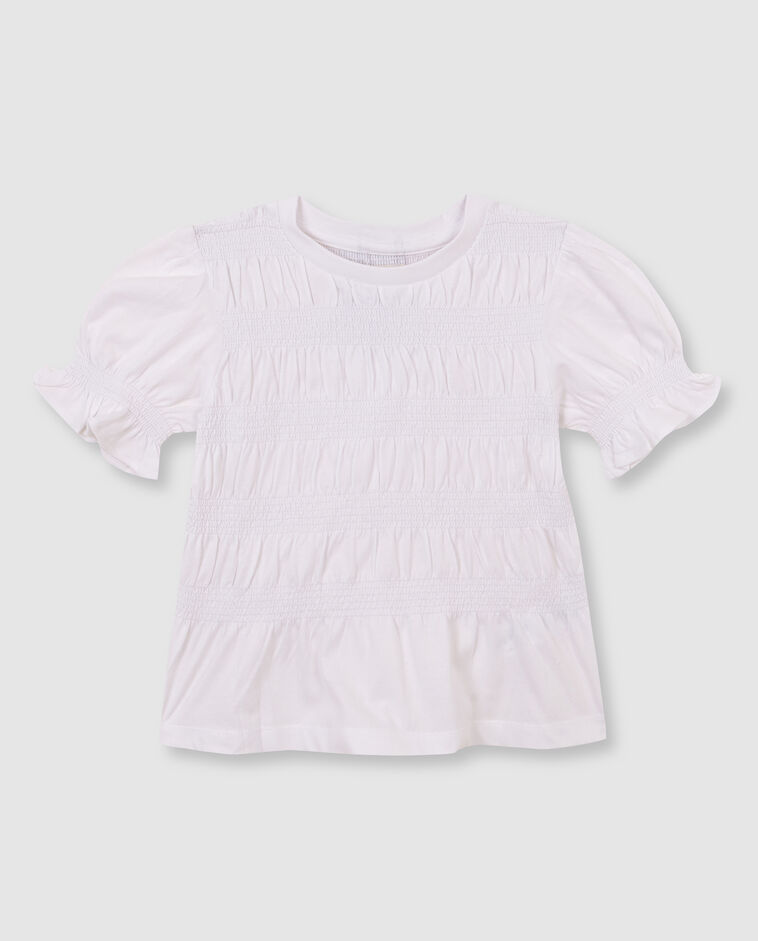 T-shirt smock&eacute; blanc