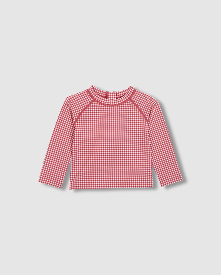 T-shirt de protection solaire manches longues vichy corail