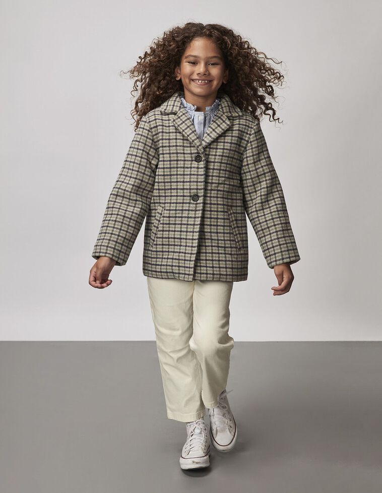 Manteau &Agrave; Carreaux Pied-de-Poule  Vert Fonc&eacute;