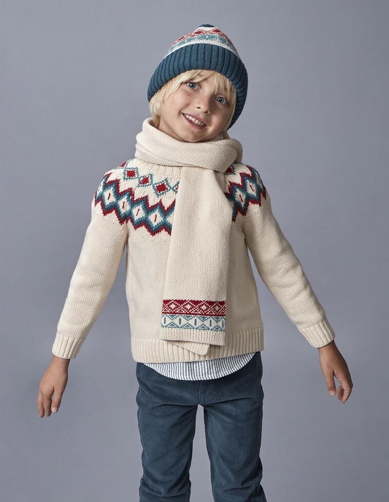 Écharpe jacquard en laine pierre Écharpe jacquard en laine pierre