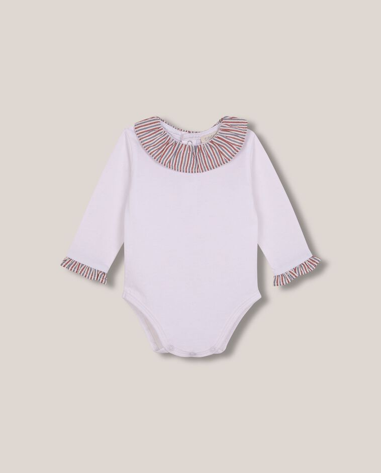Body blanc &agrave; col contrastant