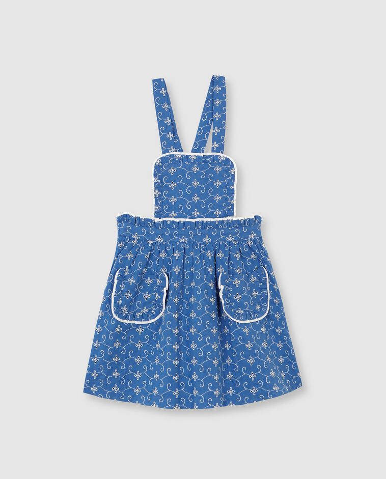 Robe chasuble &agrave; volant &agrave; la taille bleu