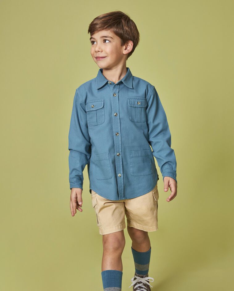 Chemise &agrave; carreaux &agrave; poches bleue