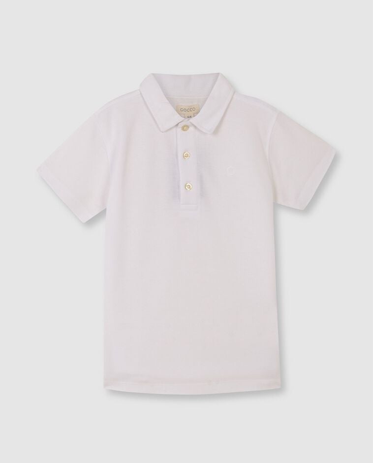 Polo basique en piqu&eacute; blanc