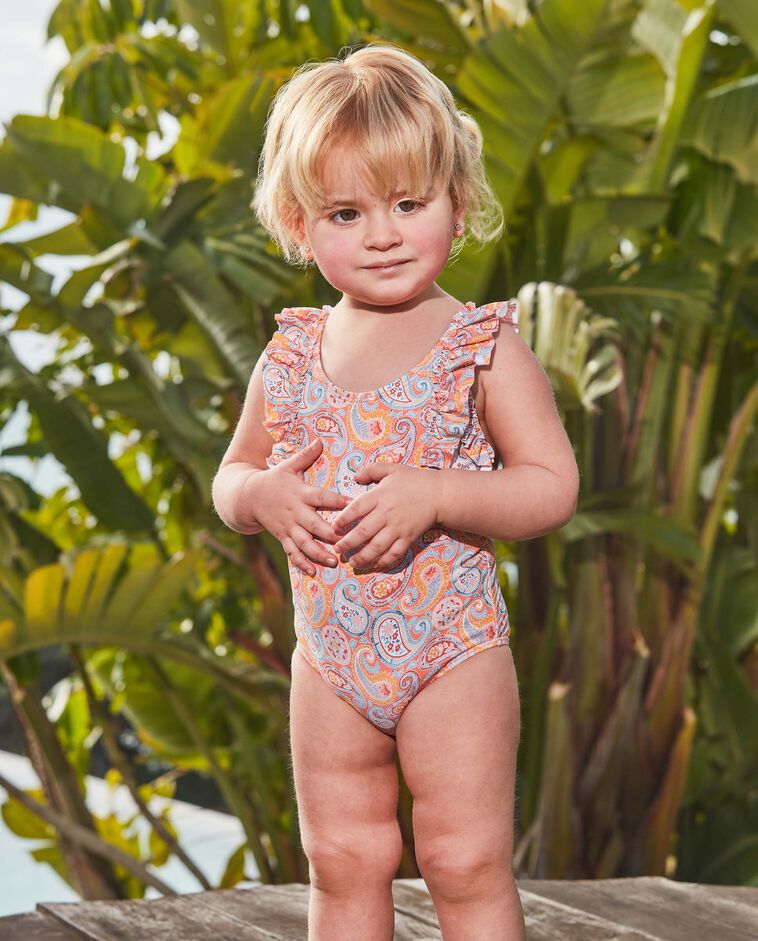 Maillot de bain imprim&eacute; paisley orange