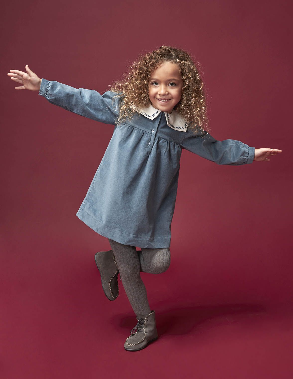 Robe col marin grise pour enfant fille Gocco