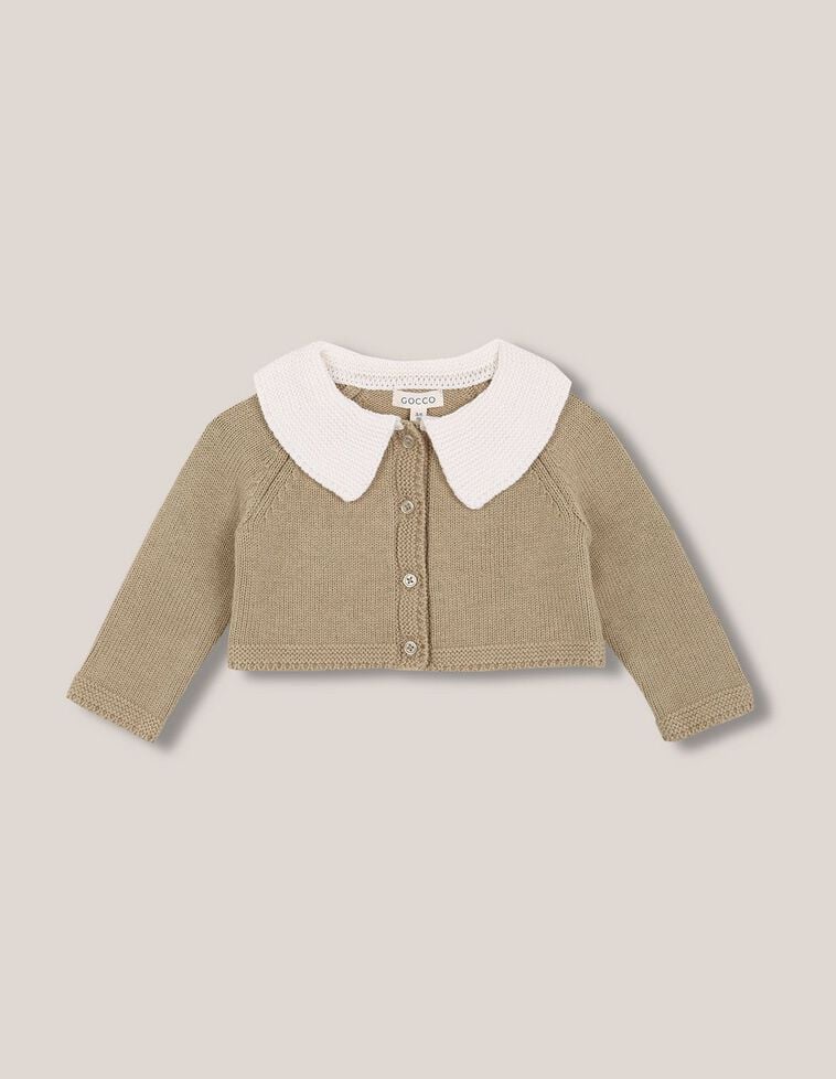 Veste en laine avec col contrasté vert