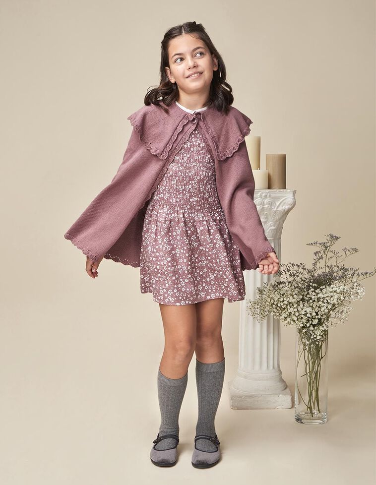 Cape rose en maille