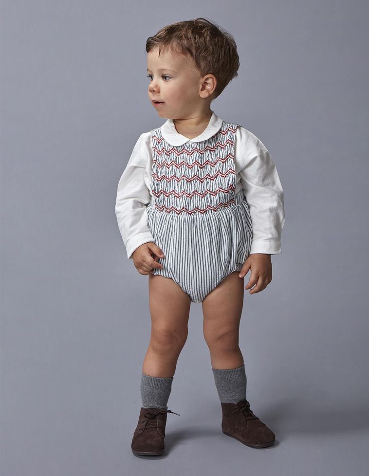 Coprifasce a righe con smock azzurro chiaro