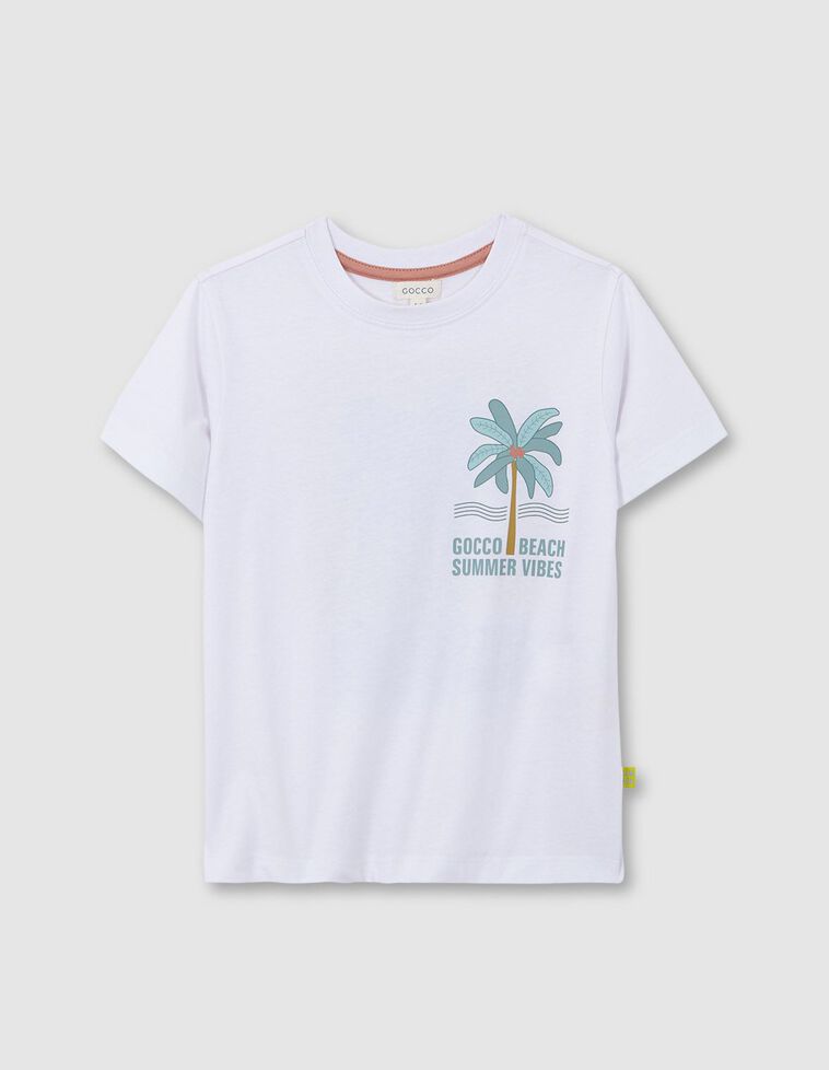 T-shirt com estampado de palmeiras  branca 
