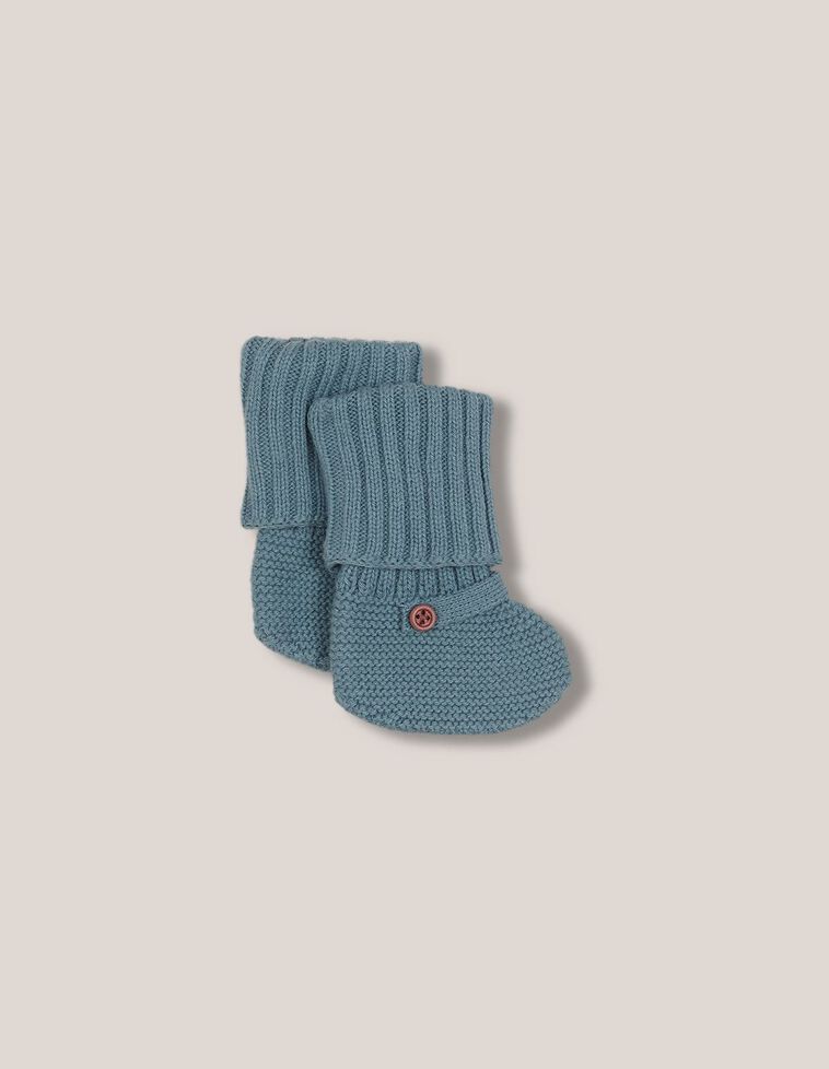 Chaussons bottes bleu clair en tricot point de riz