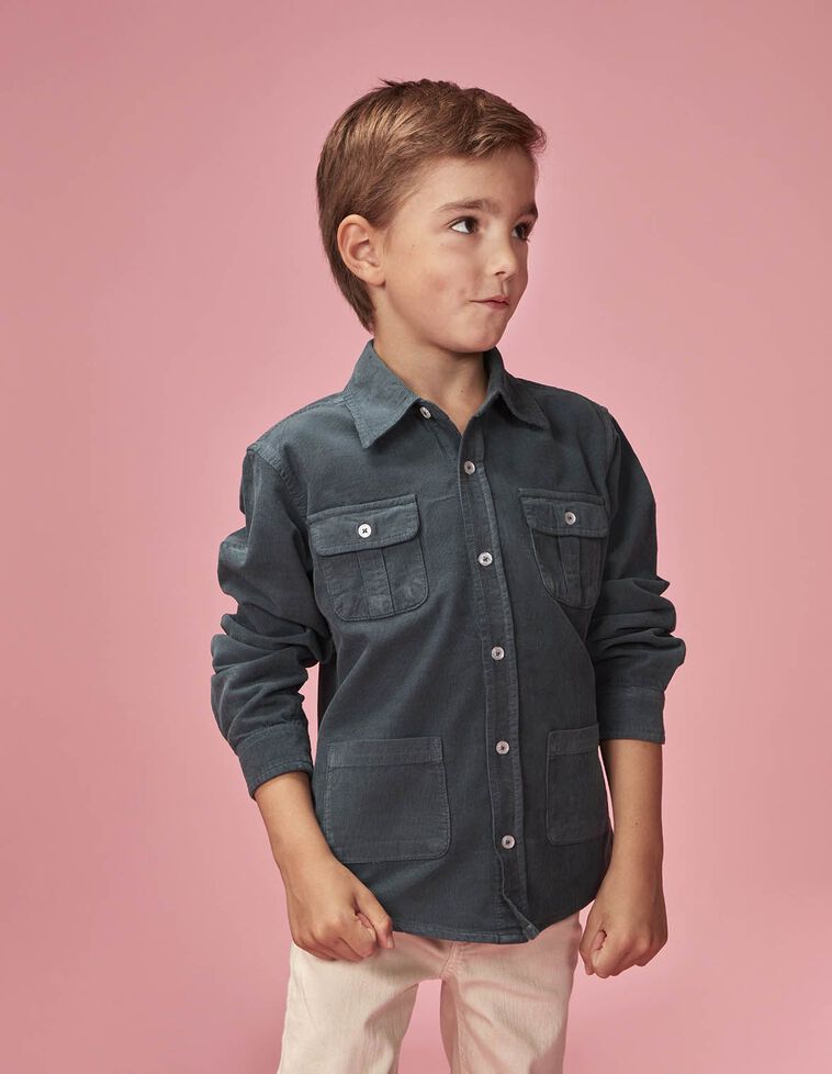 Camicia con tasche verde petrolio