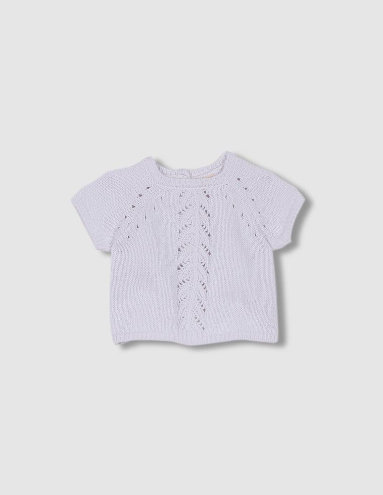 Maglione a maniche corte color bianco con dettaglio particolare  