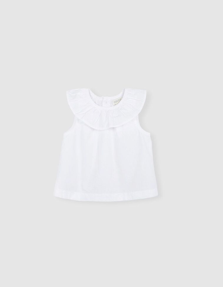 Camicia con collo a balze bianco