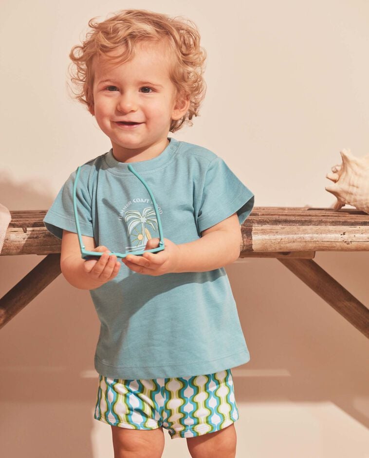 Maillot de bain imprim&eacute; g&eacute;om&eacute;trique blanc