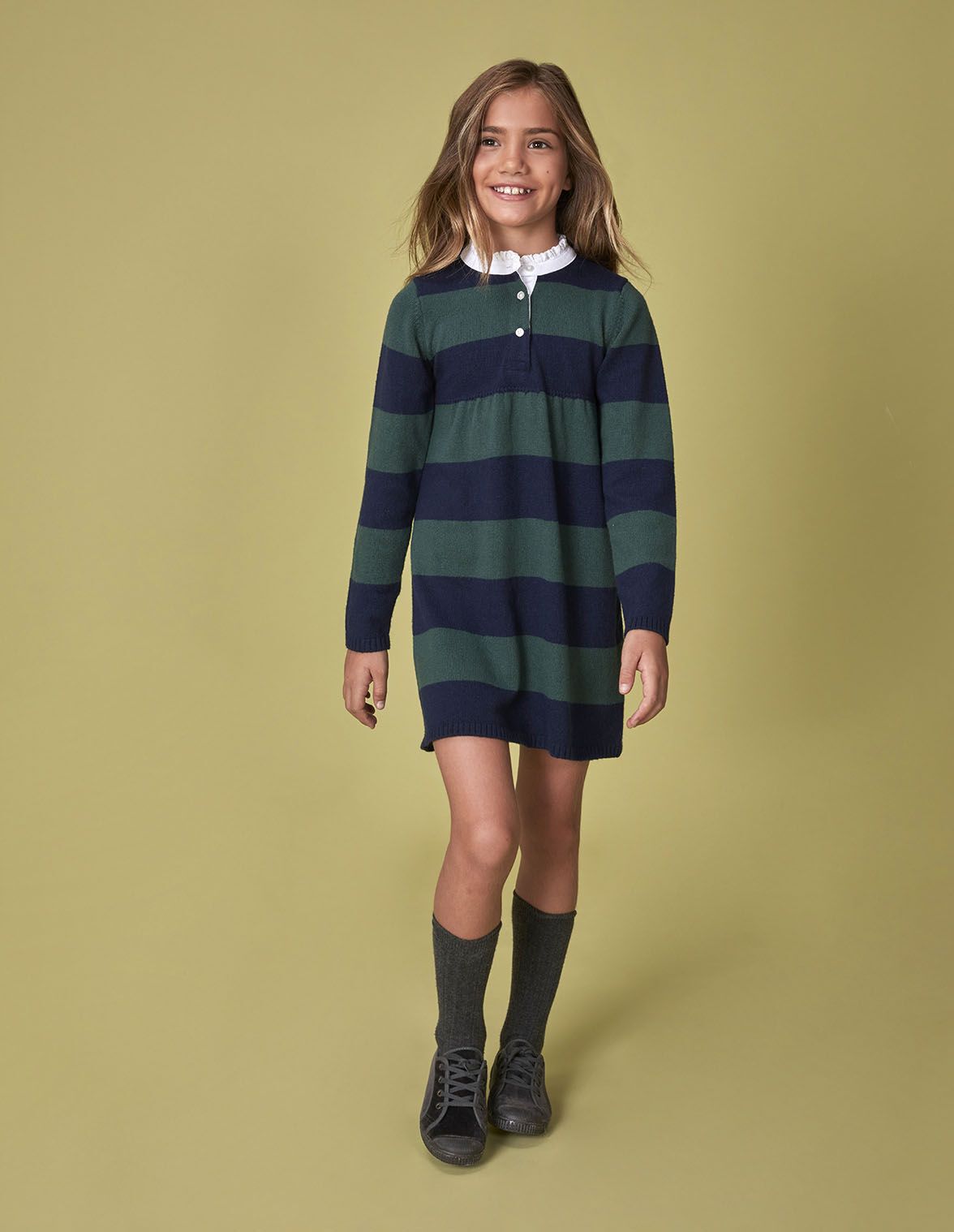 Robe polo rayee bleue pour enfant fille Gocco