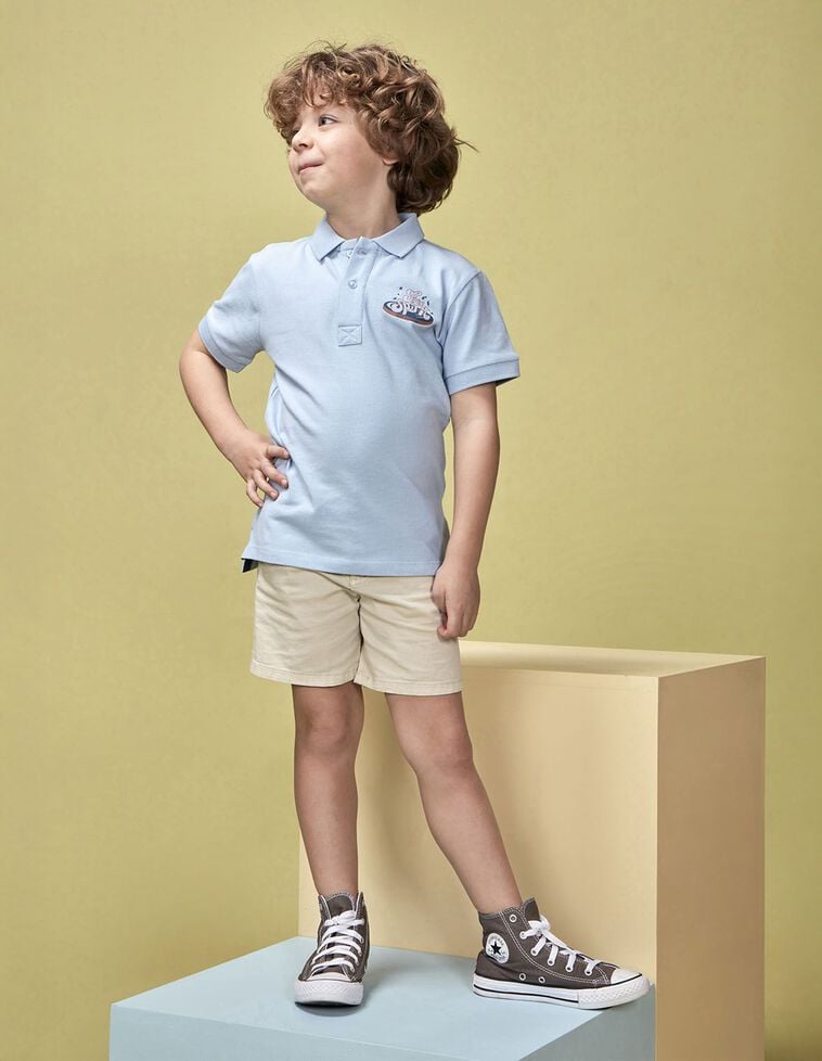 Polo imprimé esprit libre bleu clair