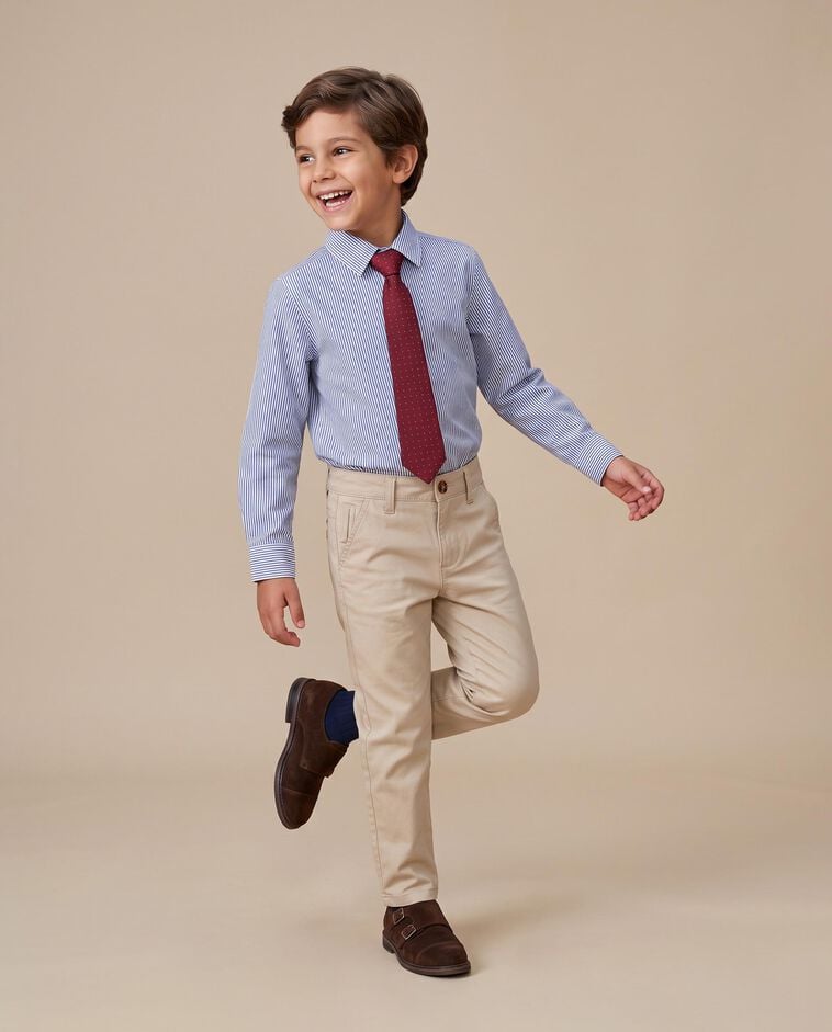 Blau gestreiftes Oxford-Hemd Jungen