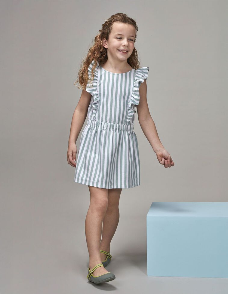 Vestido de riscas de malha verde