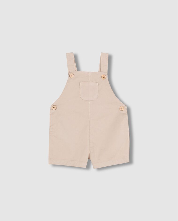 Salopette courte en serg&eacute; coloris pierre