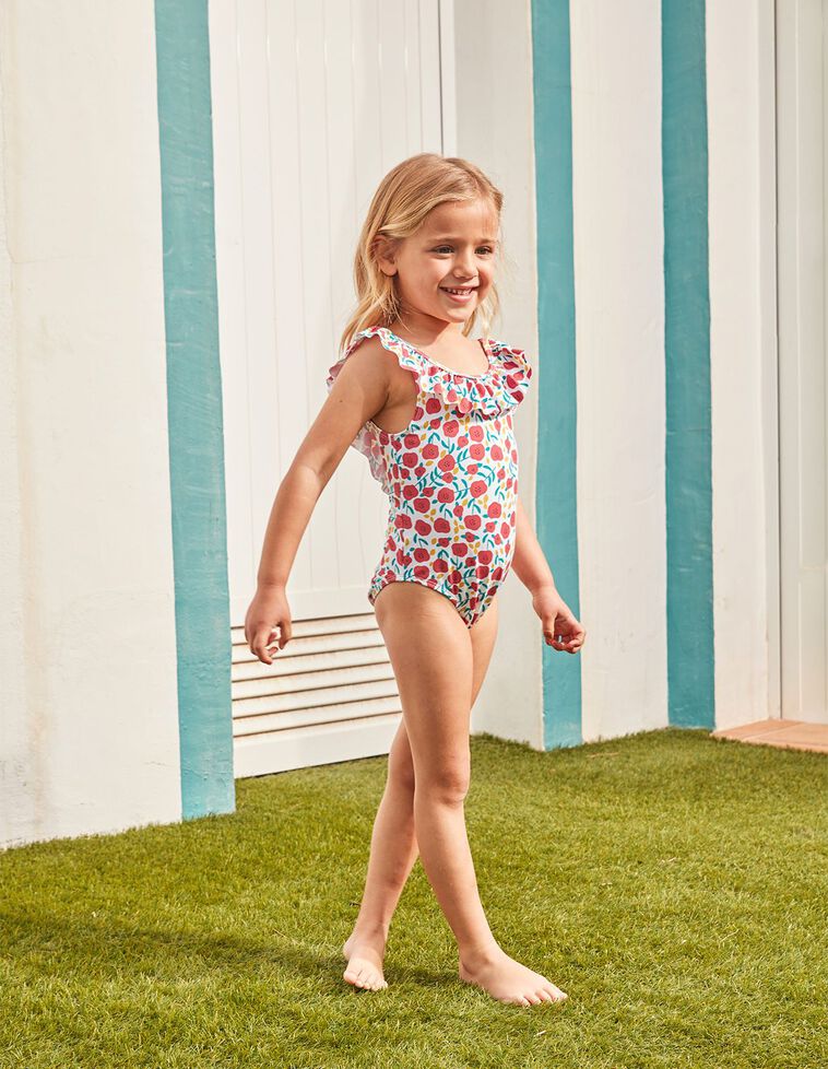 Costume da bagno con stampa floreale color corallo