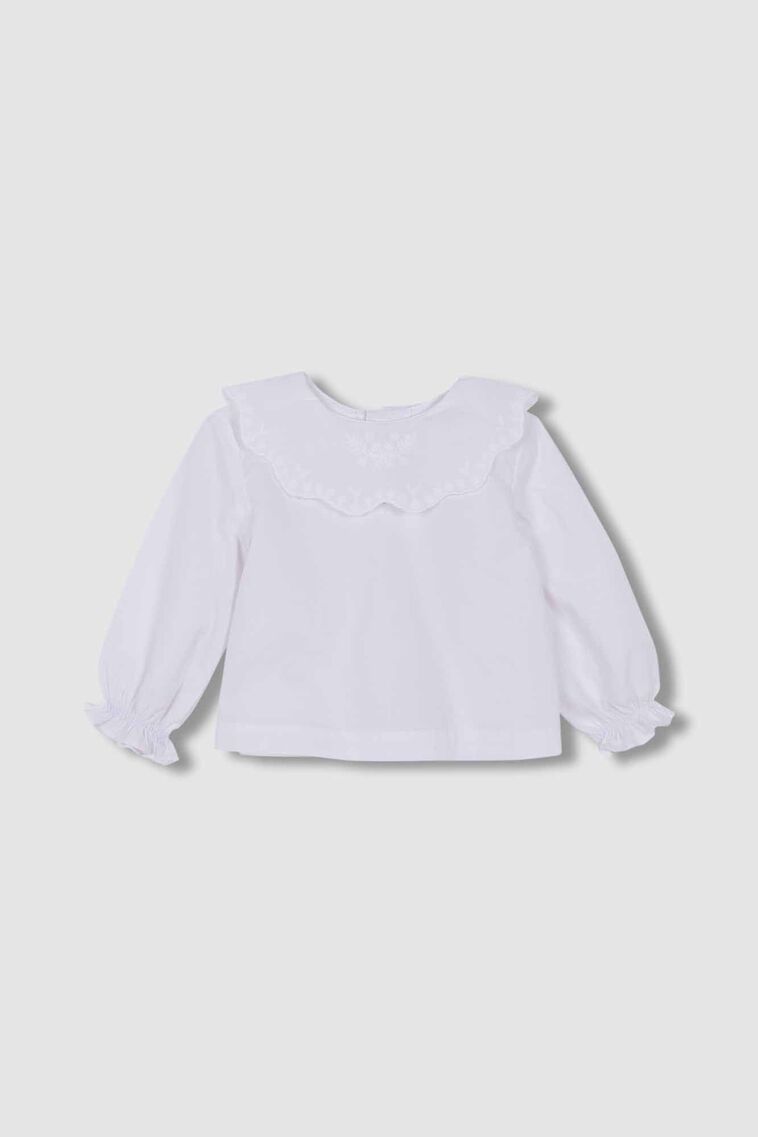 Blusa com gola bordada  branca 