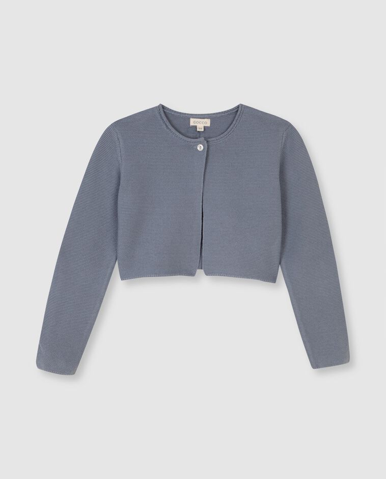 Cardigan court en point mousse gris