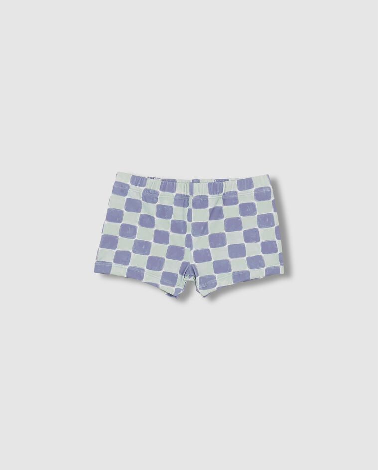 Maillot de bain imprim&eacute; &agrave; carreaux bleu