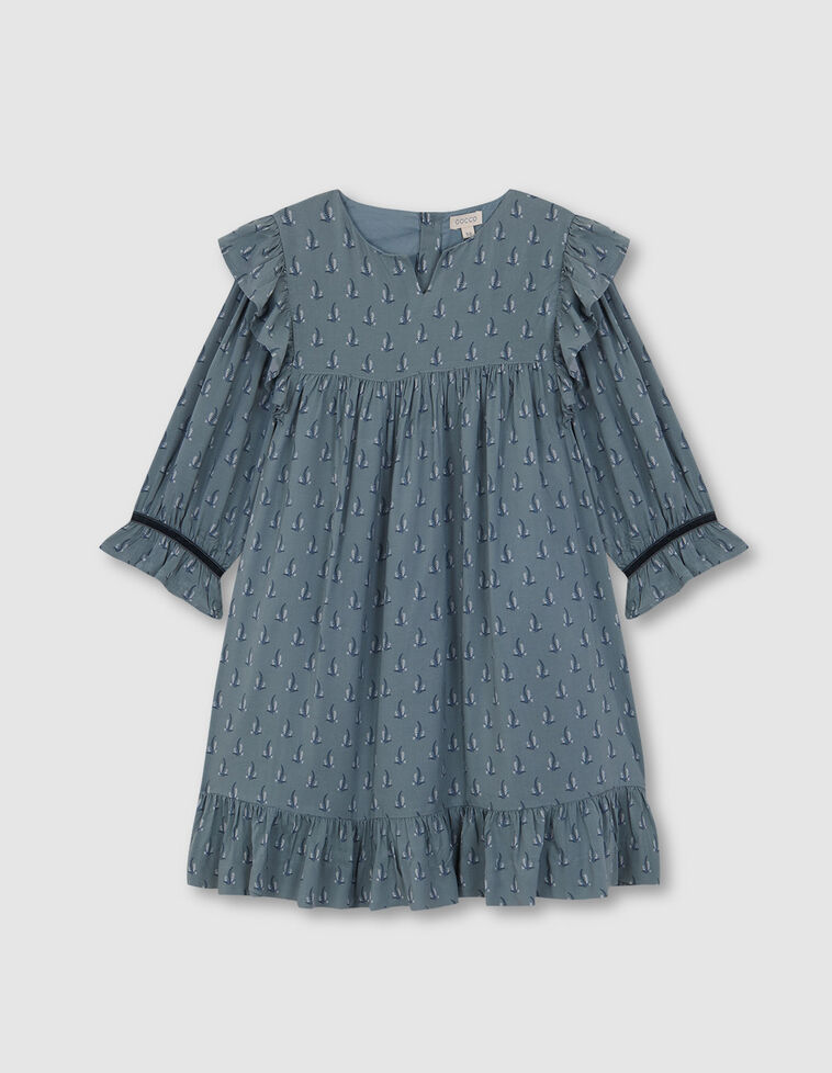 Vestido Solto Estampado Flores Azulado