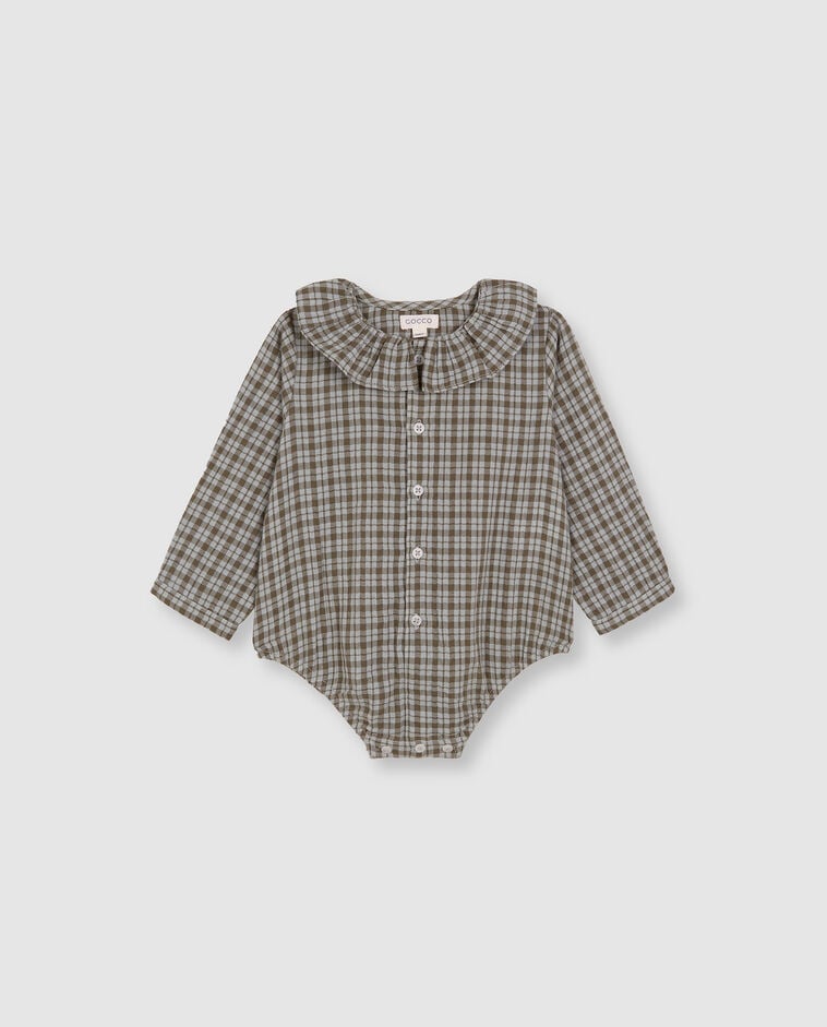 Body gris style chemise avec col b&eacute;b&eacute;