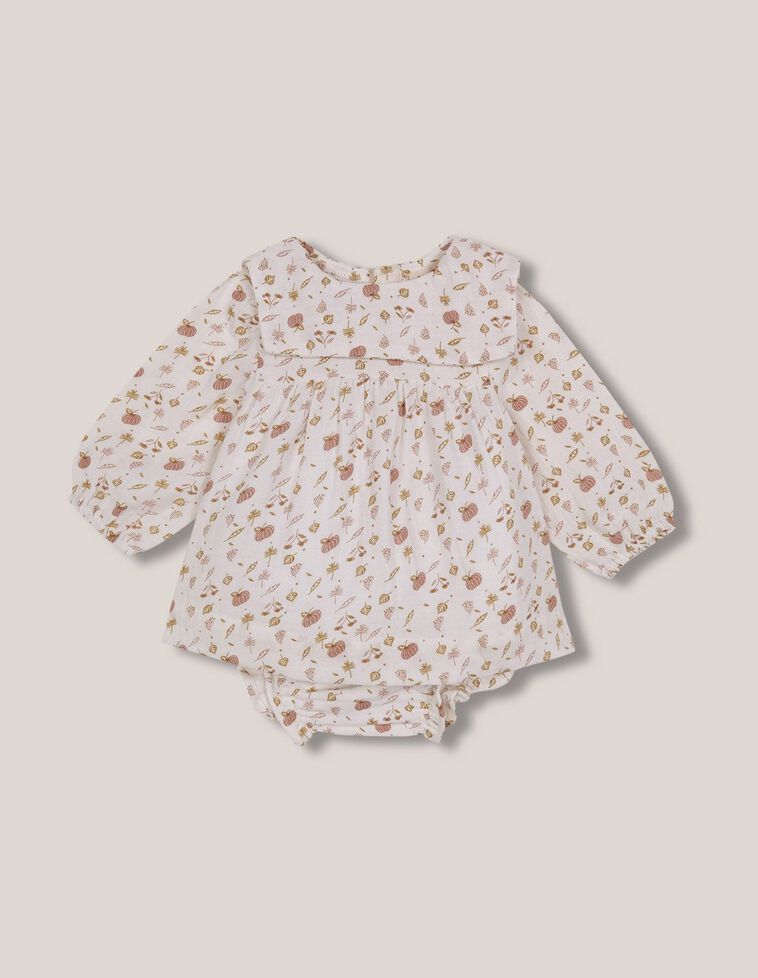 Robe blanche imprimée en mousseline