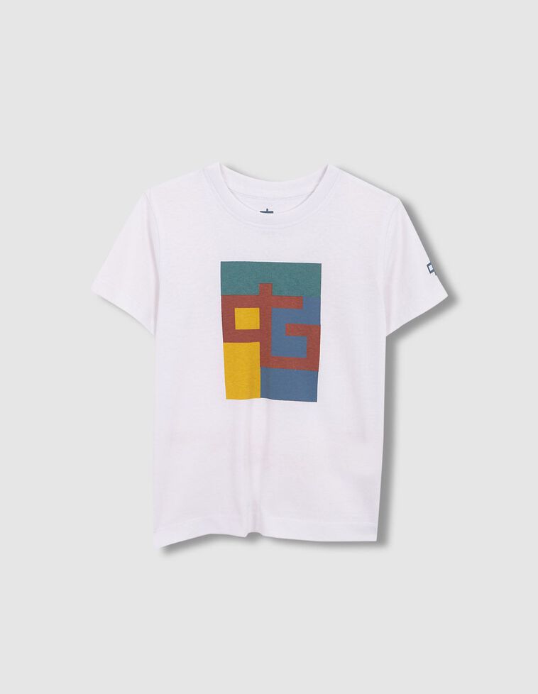 Weißes T-Shirt mit geometrischem Muster