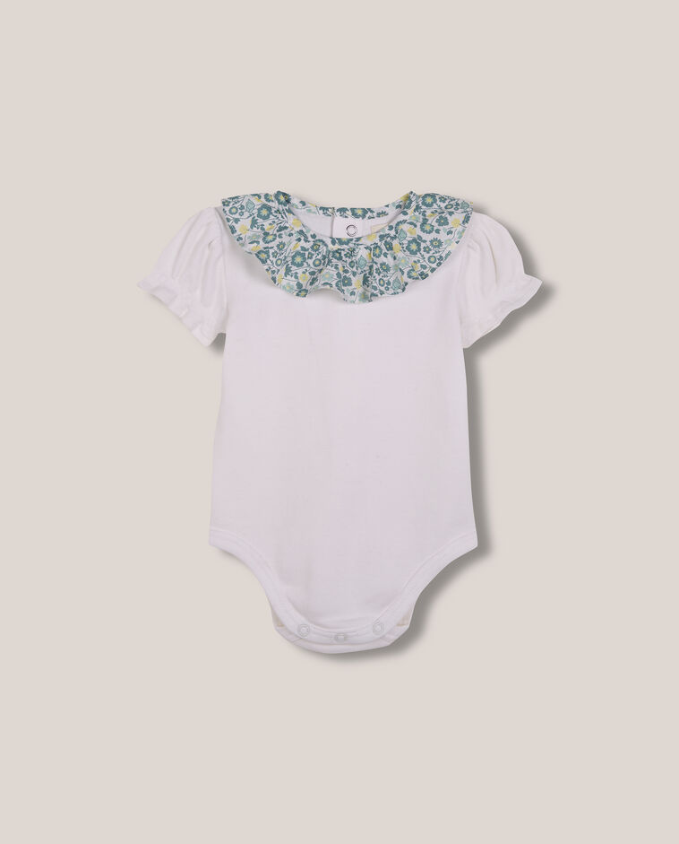 Body com decote/colarinho de popelina estampado flores branco/a