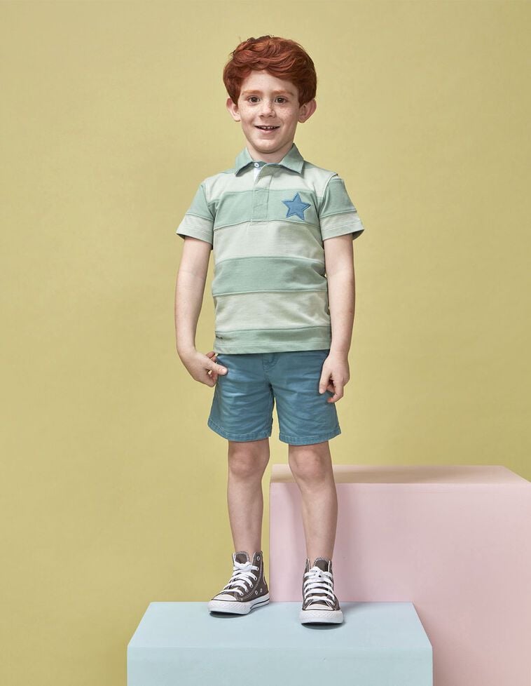 Polo rayé avec étoile verte