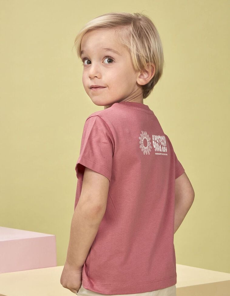 T-shirt imprimé monde rose