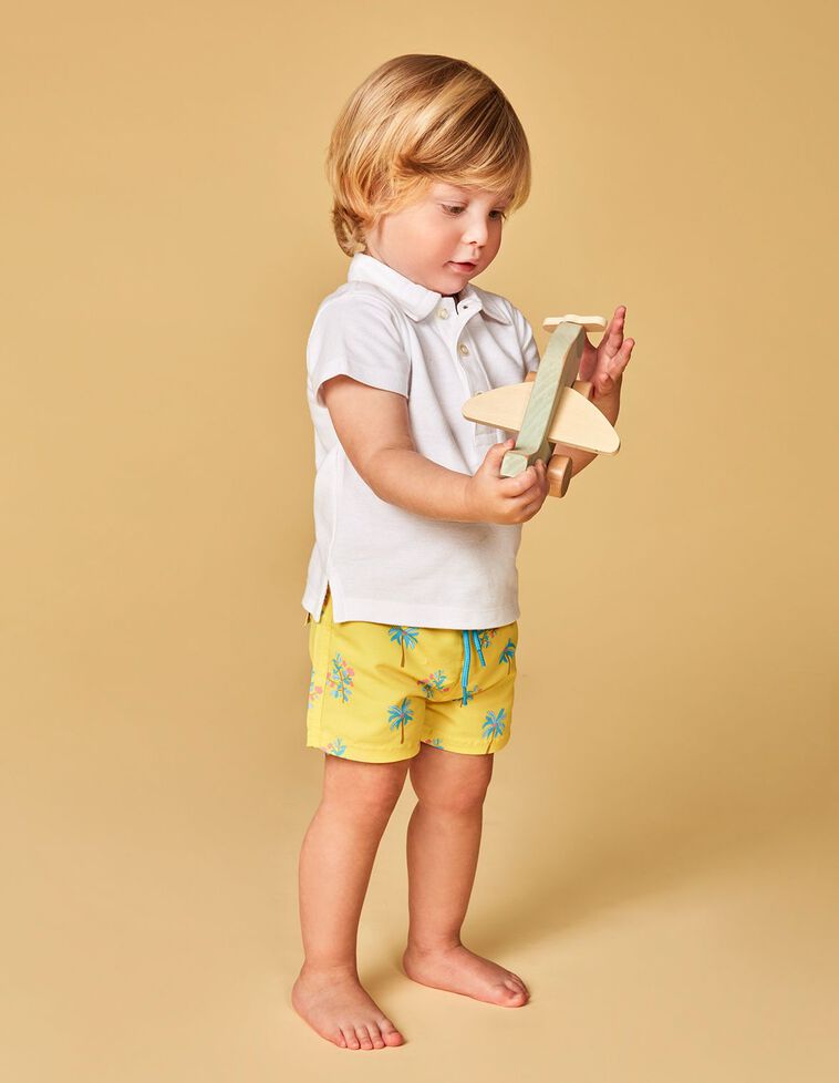 Costume da bagno con stampa di palme color verde lime