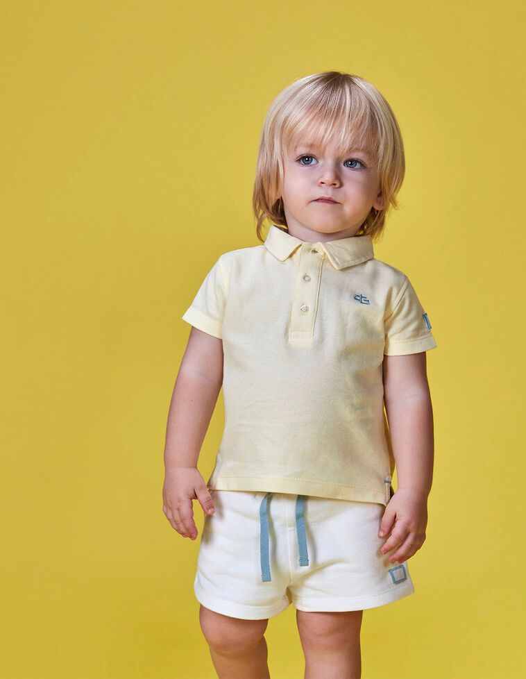 Polo in piqué color giallo con contrasti