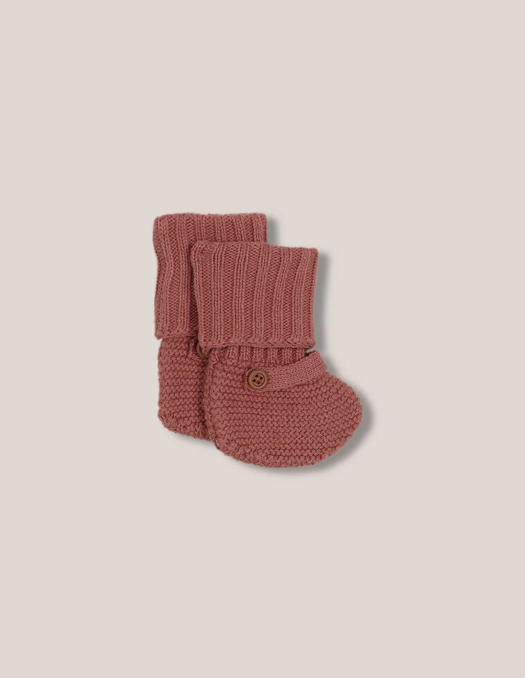 Chaussons bottines en tricot grenat
