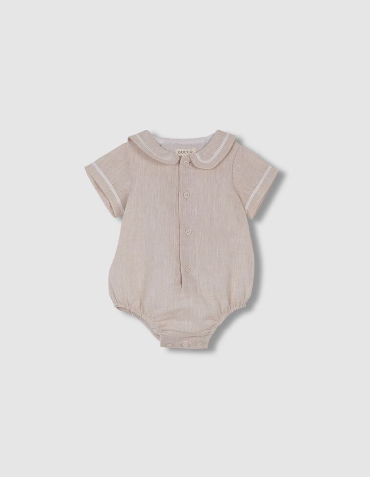  Babygrow sem pernas com gola de marinheiro  pedra 